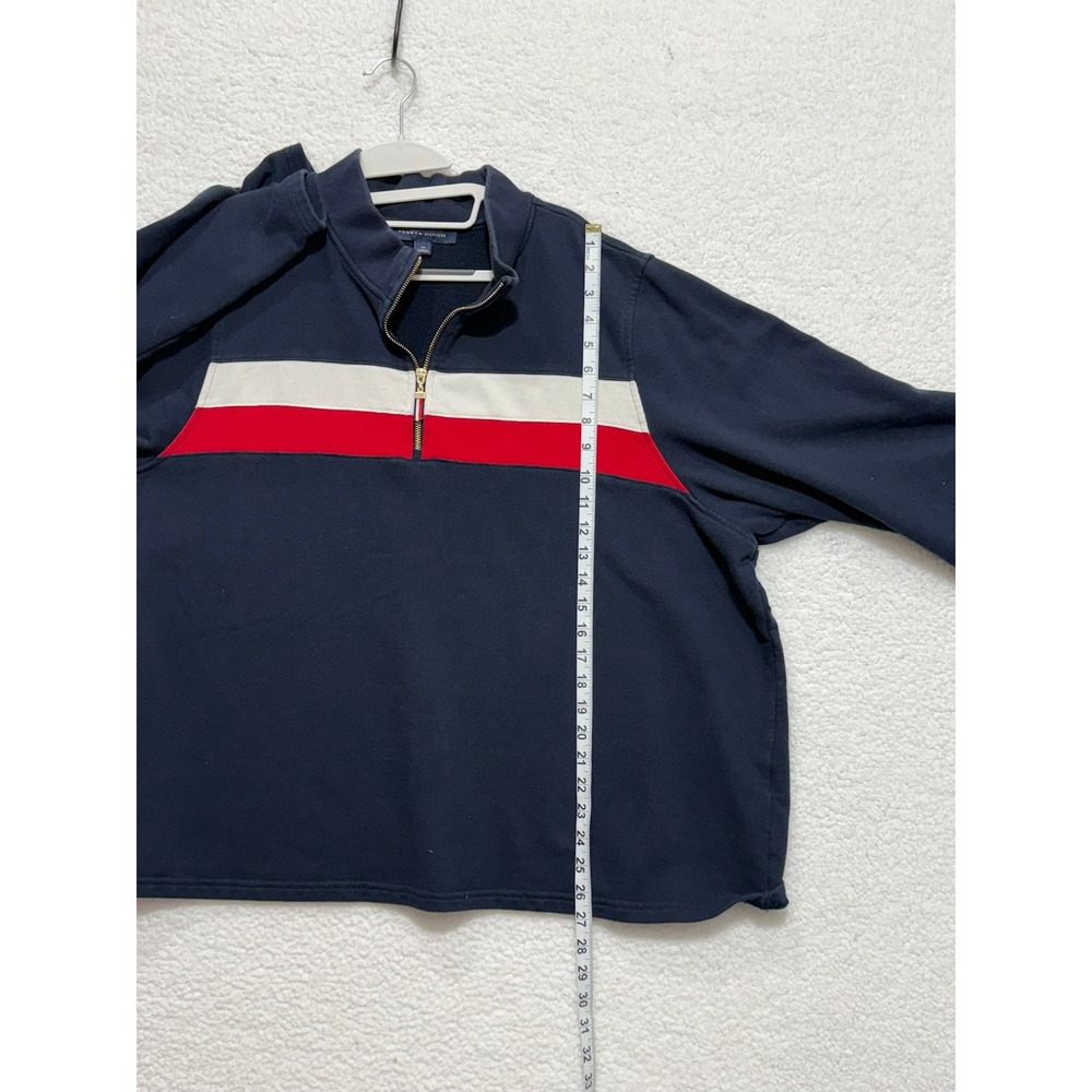 Tommy Hilfiger Mens 3X Quarter Zip Pullover Navy Blue Red White TJIKGK066E - Picture 9 of 9